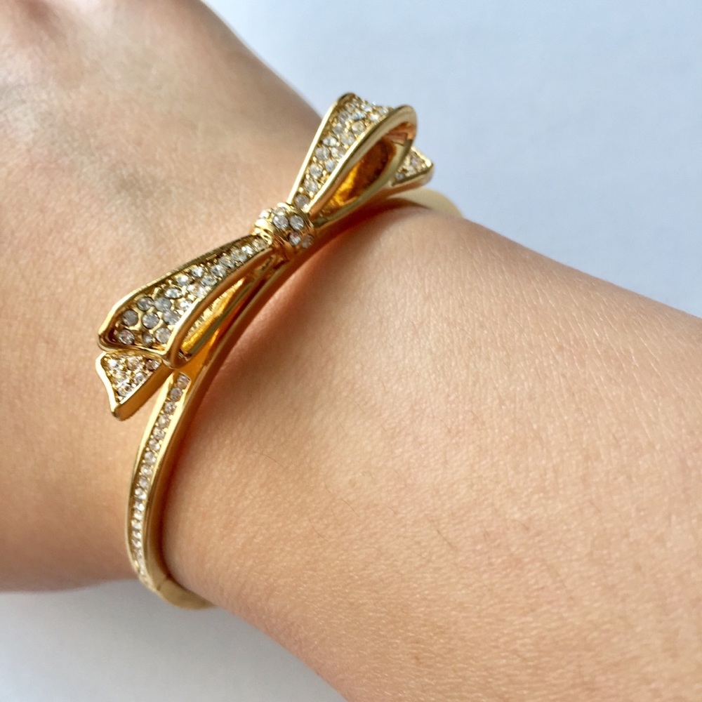 NWOT Kate Spade Gold Bow Pave Bangle